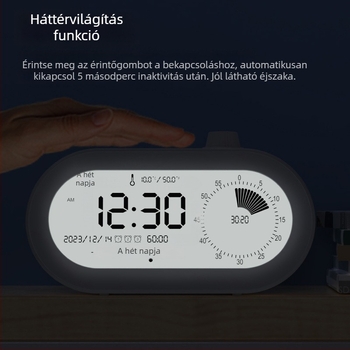 Vizuális időmérő gyerekek tanulásához és irodai használathoz – LED kijelző, ébresztő, naptár és hőmérő