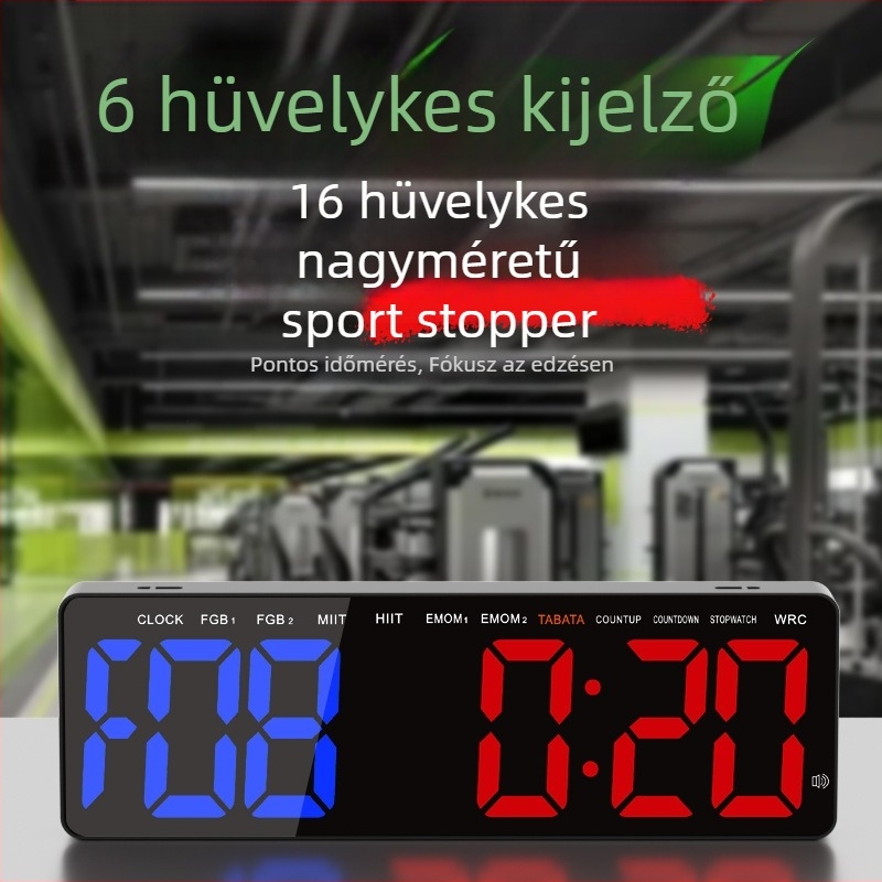 16 hüvelykes nagykijelzős LED sportidőmérő edzőtermi edzésekhez, többfunkciós időmérő