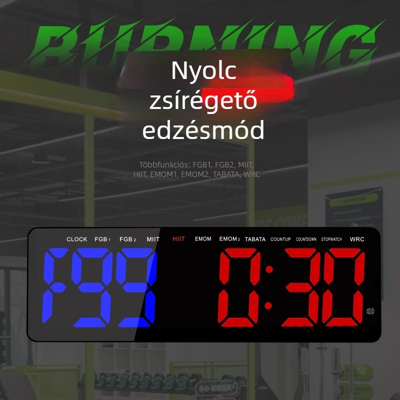 16 hüvelykes nagykijelzős LED sportidőmérő edzőtermi edzésekhez, többfunkciós időmérő