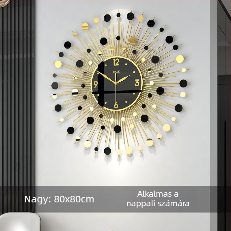 Fali óra BF9100C, modern minimalist stílus, kerek fém számlap, kvarc mozgás, elemmel működtetve
