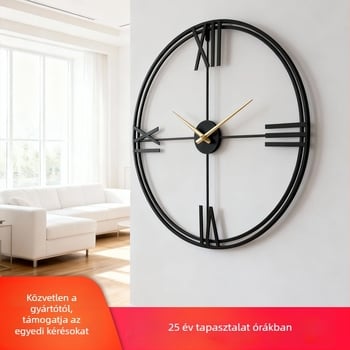 Odik falióra, kerek fém számlap, LED kijelző, halk mozgású sweep, elemes működés, egyoldalas