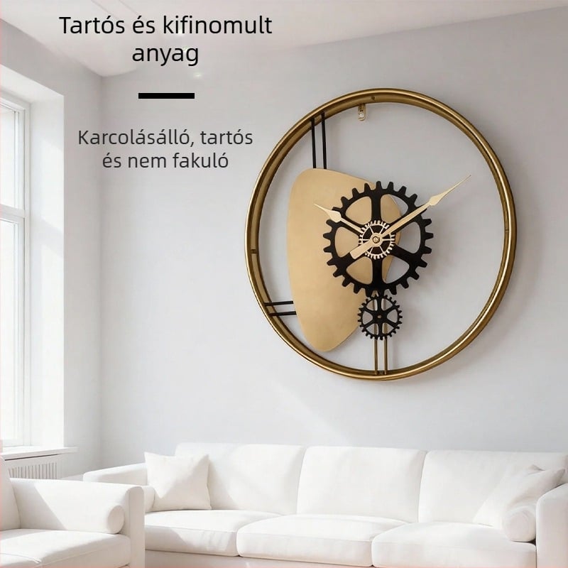 Odik falióra, kerek fém számlap, LED kijelző, halk mozgású sweep, elemes működés, egyoldalas