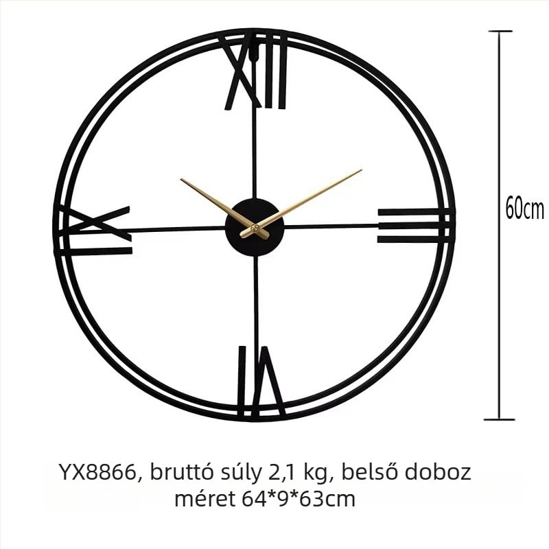 Odik falióra, kerek fém számlap, LED kijelző, halk mozgású sweep, elemes működés, egyoldalas