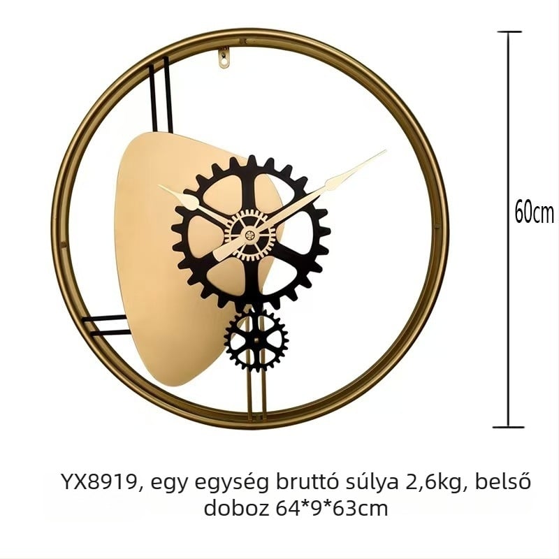 Odik falióra, kerek fém számlap, LED kijelző, halk mozgású sweep, elemes működés, egyoldalas