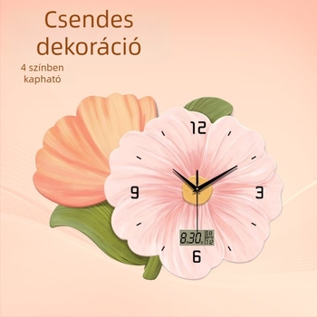 Elegáns falióra nappaliba virágos dizájnnal, fúrás nélküli felszerelés, csendes kvarcmozgás