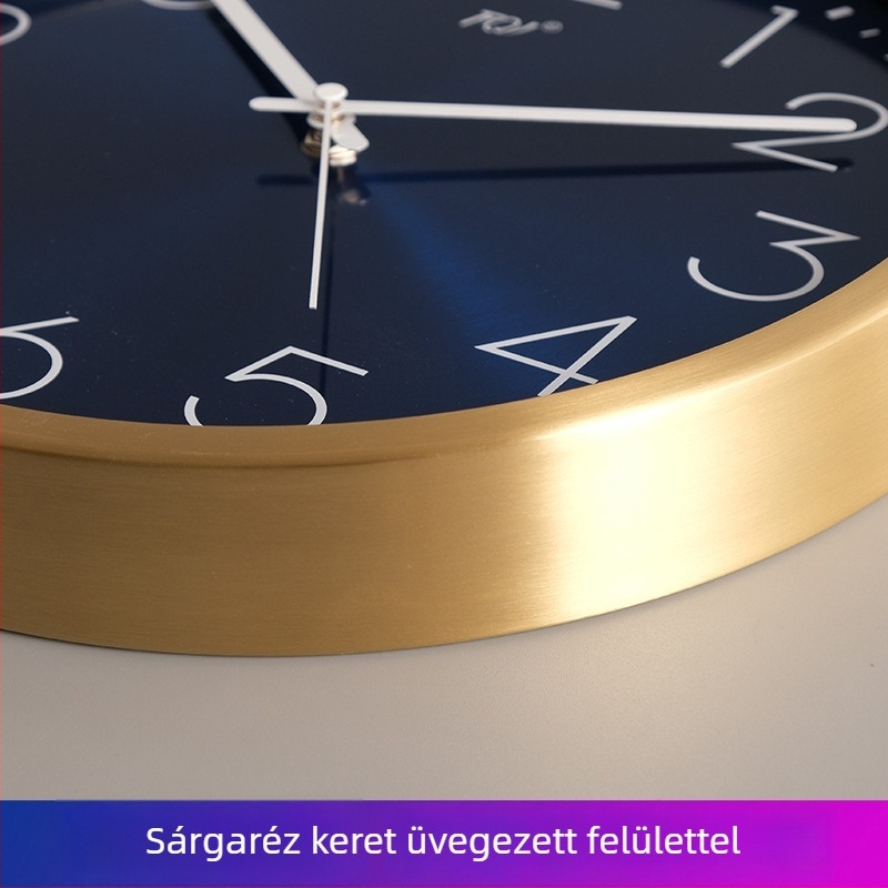 TQJ Minimalista sárgaréz falióra – modern nappali dekoráció, kvarc működés, kör alakú, elemmel működik