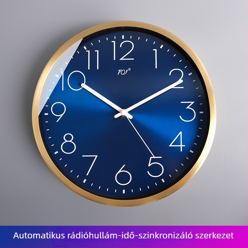 TQJ Minimalista sárgaréz falióra – modern nappali dekoráció, kvarc működés, kör alakú, elemmel működik