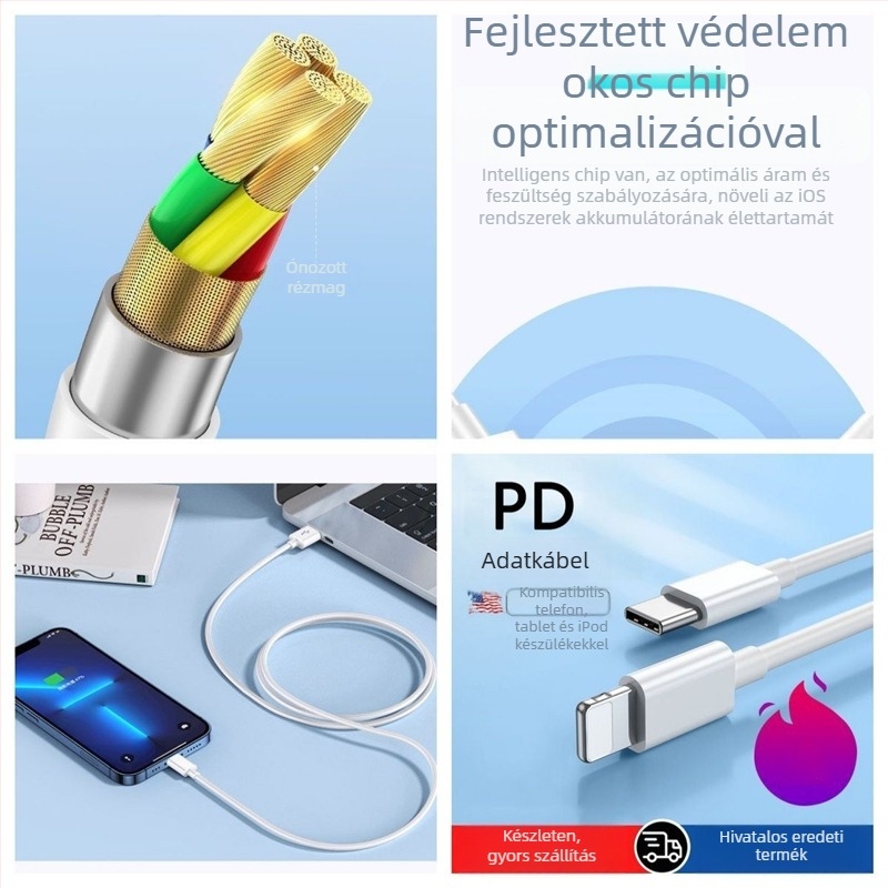 Junlang PD gyors töltésű USB adatkábel iPhone 6–14