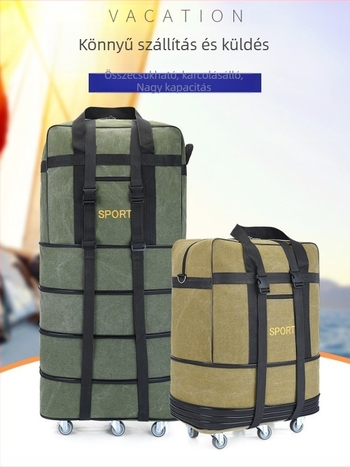 Canvas Duffel utazótáska – Márka T6, Unisex, Betűmintás, Légáteresztő, Kopásálló, Ütésálló