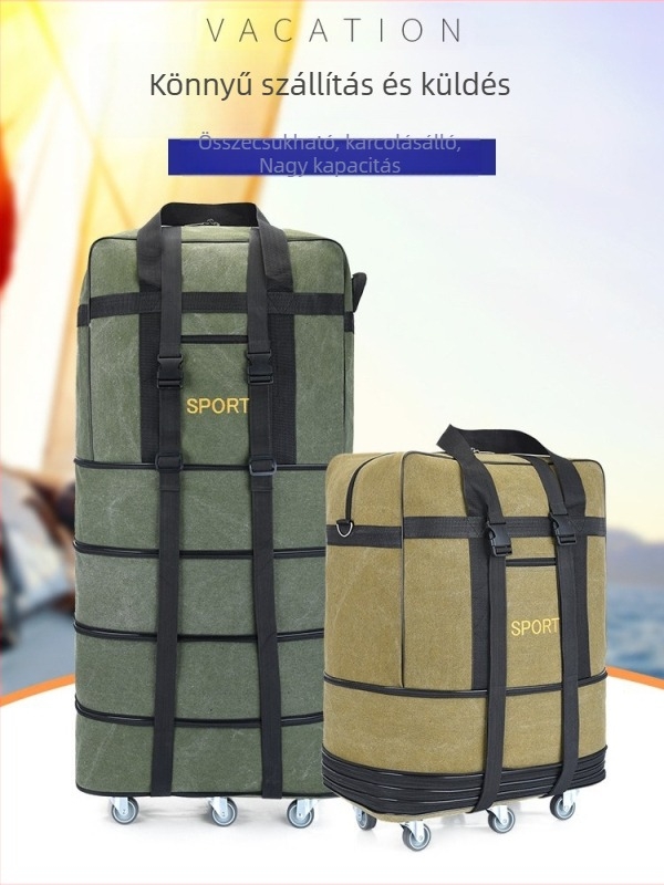 Canvas Duffel utazótáska – Márka T6, Unisex, Betűmintás, Légáteresztő, Kopásálló, Ütésálló