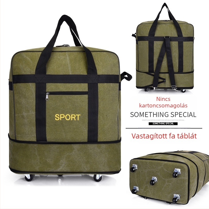Canvas Duffel utazótáska – Márka T6, Unisex, Betűmintás, Légáteresztő, Kopásálló, Ütésálló