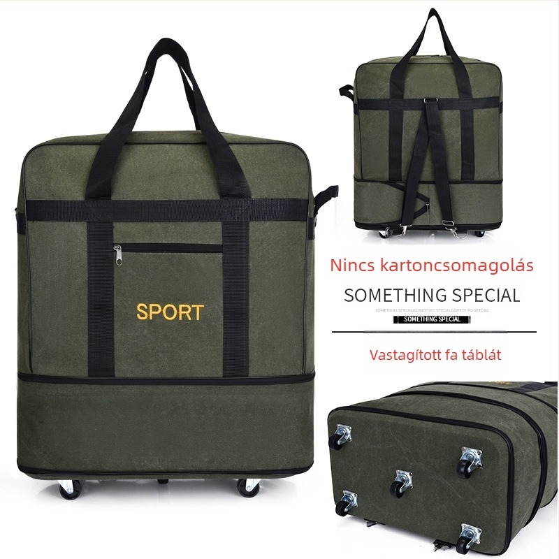 Canvas Duffel utazótáska – Márka T6, Unisex, Betűmintás, Légáteresztő, Kopásálló, Ütésálló