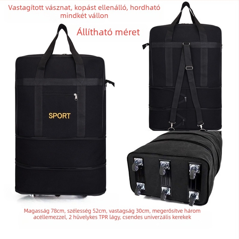 Canvas Duffel utazótáska – Márka T6, Unisex, Betűmintás, Légáteresztő, Kopásálló, Ütésálló