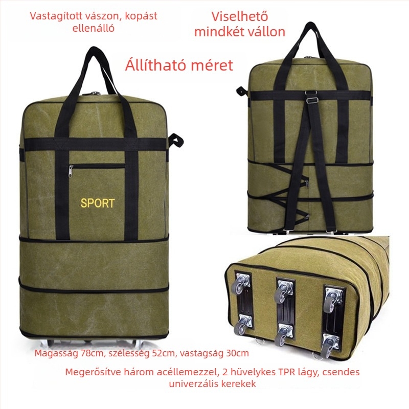 Canvas Duffel utazótáska – Márka T6, Unisex, Betűmintás, Légáteresztő, Kopásálló, Ütésálló