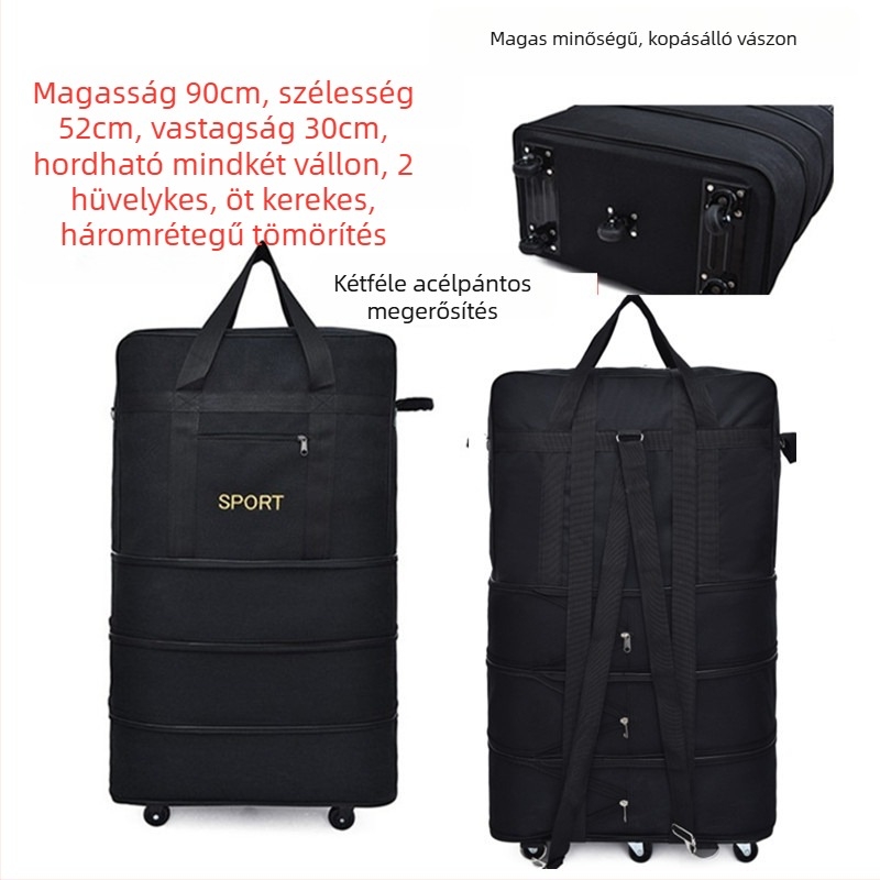 Canvas Duffel utazótáska – Márka T6, Unisex, Betűmintás, Légáteresztő, Kopásálló, Ütésálló
