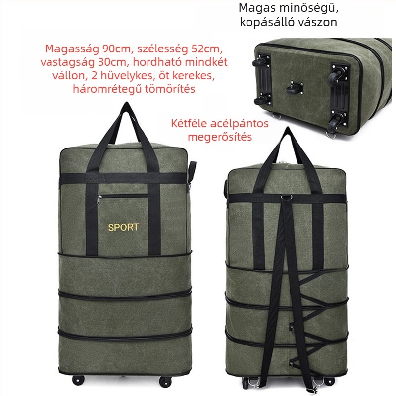 Canvas Duffel utazótáska – Márka T6, Unisex, Betűmintás, Légáteresztő, Kopásálló, Ütésálló
