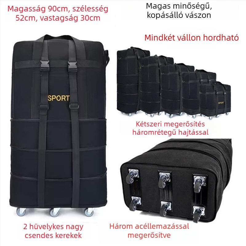 Canvas Duffel utazótáska – Márka T6, Unisex, Betűmintás, Légáteresztő, Kopásálló, Ütésálló