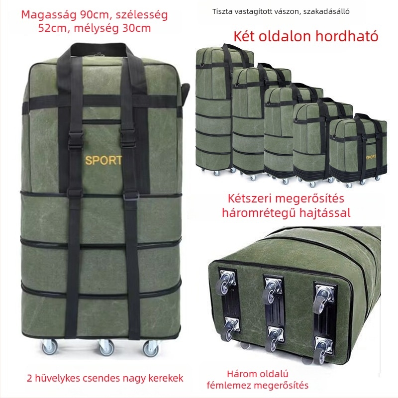 Canvas Duffel utazótáska – Márka T6, Unisex, Betűmintás, Légáteresztő, Kopásálló, Ütésálló
