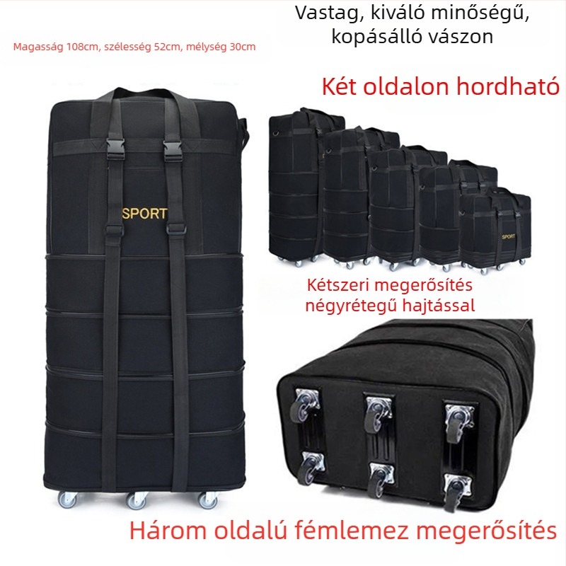 Canvas Duffel utazótáska – Márka T6, Unisex, Betűmintás, Légáteresztő, Kopásálló, Ütésálló