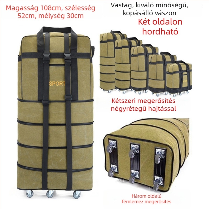 Canvas Duffel utazótáska – Márka T6, Unisex, Betűmintás, Légáteresztő, Kopásálló, Ütésálló