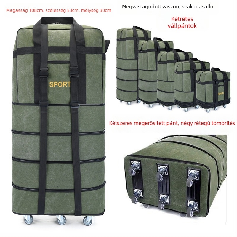 Canvas Duffel utazótáska – Márka T6, Unisex, Betűmintás, Légáteresztő, Kopásálló, Ütésálló
