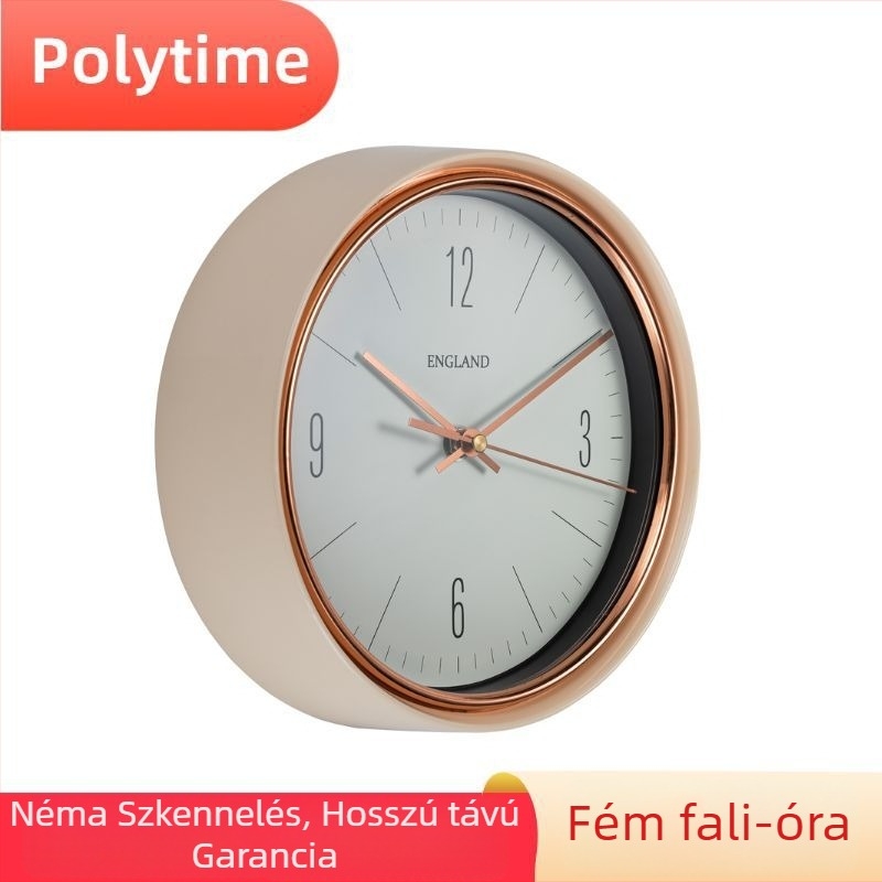 Fali óra nordic minimalista dizájnnal, sima másodpercmutató mozgás, elemmel működik, fém ház, egyoldalas