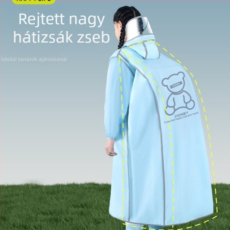 Hosszú esőköpeny gyerekeknek, fiúknak és lányoknak, iskolai biciklizéshez