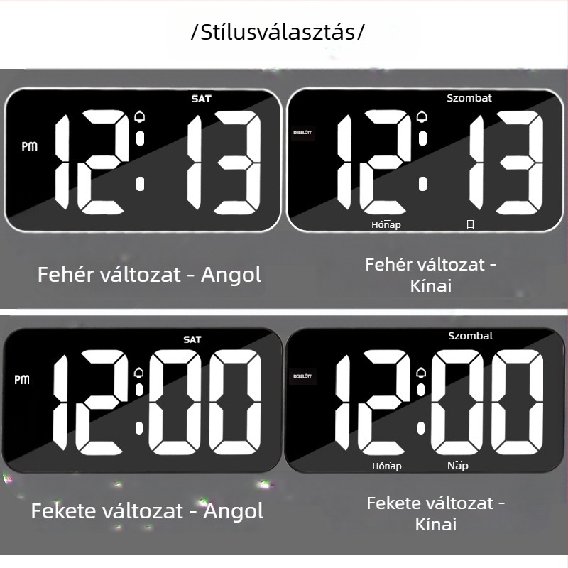 Ébresztőóra GTJP23500 digitális LED kijelzővel, nagy képernyővel, heti kijelzővel és ébresztő funkcióval