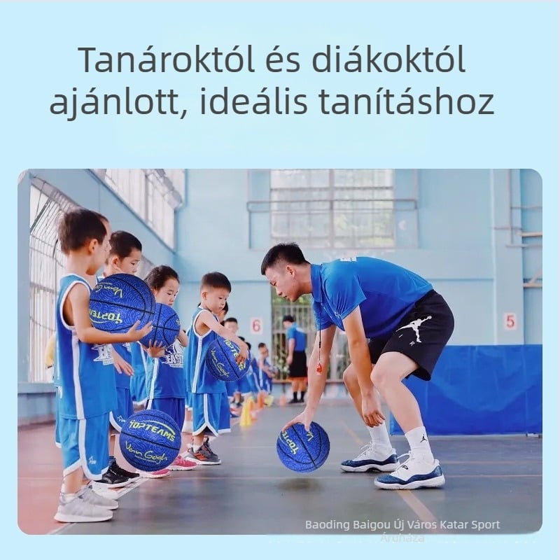 7-es számú kosárlabda fiataloknak – edzés és verseny, puha bőrhatású felület; 5-ös számú gyermekek és alsó tagozatos diákok számára, csúszásmentes felület