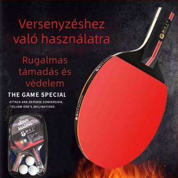 Versenyre szánt asztalitenisz ütő készlet – professzionális, kétoldalas reverse glue gumi, fa penge, közvetlen ütés, 2 ütő