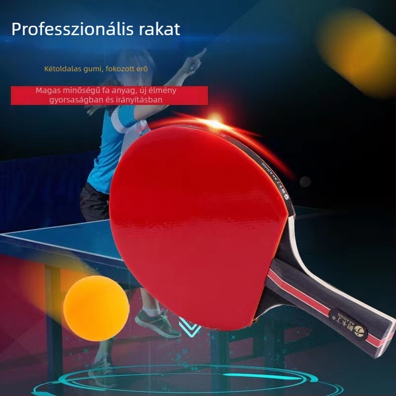 Versenyre szánt asztalitenisz ütő készlet – professzionális, kétoldalas reverse glue gumi, fa penge, közvetlen ütés, 2 ütő