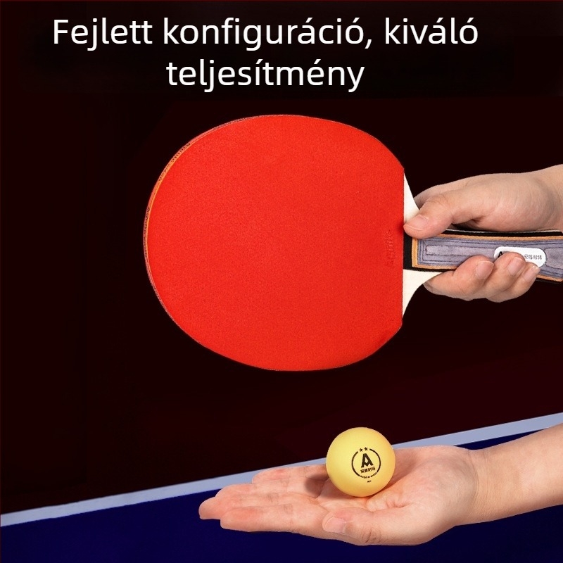 Asztalitenisz ütő készlet két hosszú markolatú ütővel, három labdával, anti-glue gumi, poplar penge, Effective márka