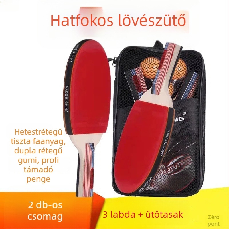 Kétoldalas asztaliteniszütő gyerekeknek — Shakehand markolat, Long Pimples gumi, PE alap, kezdő készlet