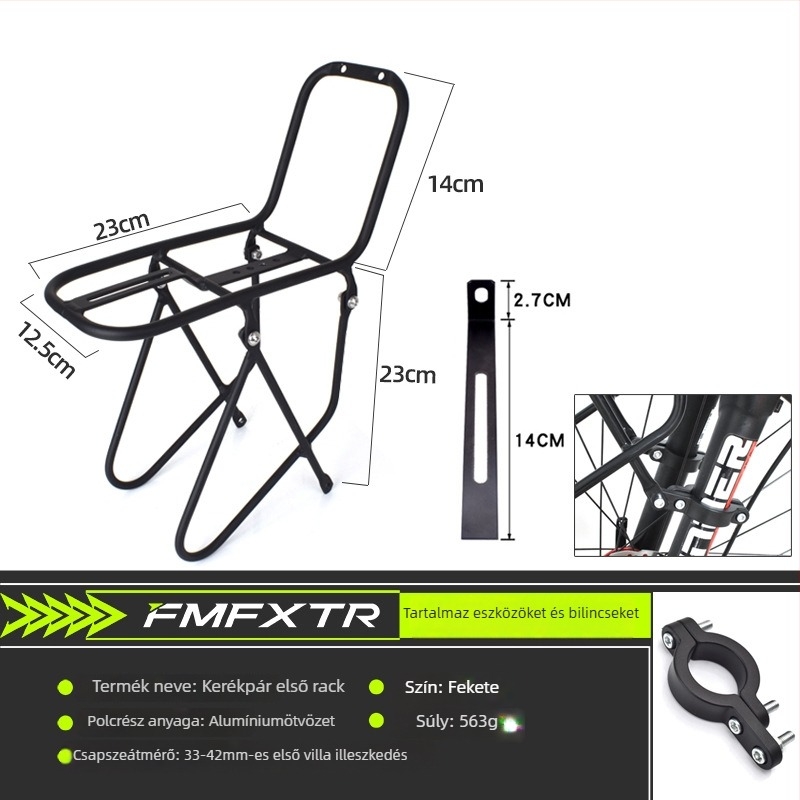 Hegyi kerékpár első váz vastagított kosár- és táskatarúval (Anyag: acél; Márka: FMFXTR; Feldolgozás testreszabható: Igen; Licencelt magánjelzés: Igen; Uniszex)