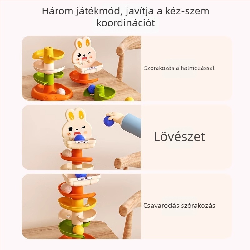 0–2 éves babáknak: oktató játék – köríves pálya és forgó labda, műanyag, Equation Toys, 3C tanúsítvány