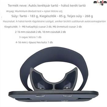 Autóhoz készült kerékpár hátsó kerék tartó, alumíniumötvözet, semleges márka, uniszex, támogatja a magáncímkés márkákat