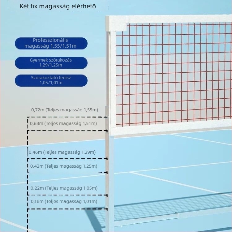 Tollaslabda háló és oszlop, acélváz, Double talent márka, alkalmas asztaliteniszhez és tollaslabdához