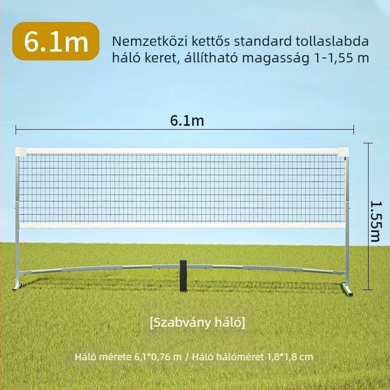 Tollaslabda háló és oszlop, acélváz, Double talent márka, alkalmas asztaliteniszhez és tollaslabdához
