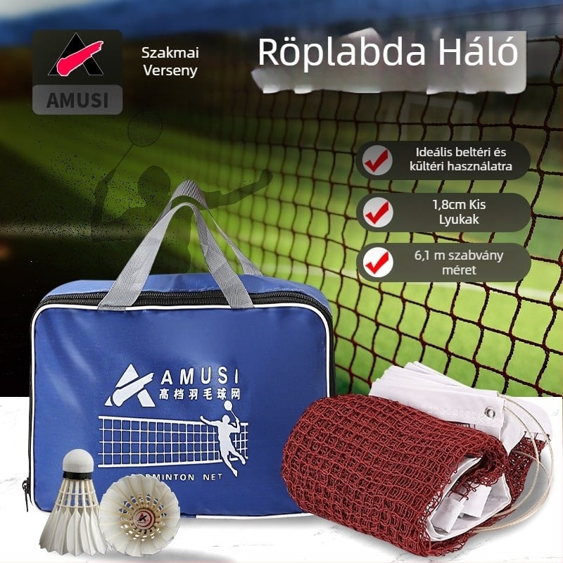 Badmintonháló, hordozható, összecsukható, belső és külső használatra, versenyszabvány, Amps márka