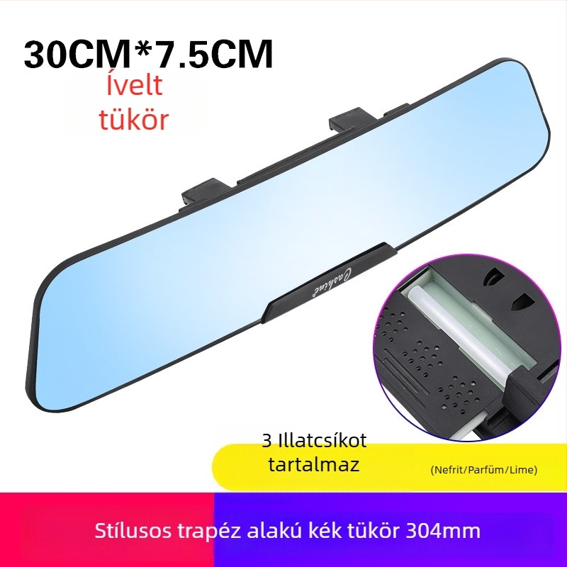 Autó belső tolató tükre, nagy látómező, anti‑tükröződés, tolatáshoz