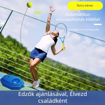 Tenisz edző rugalmas visszafutó labdával és kötéllel, automatikus visszatérés, polipropilén konstrukció, kezdőknek