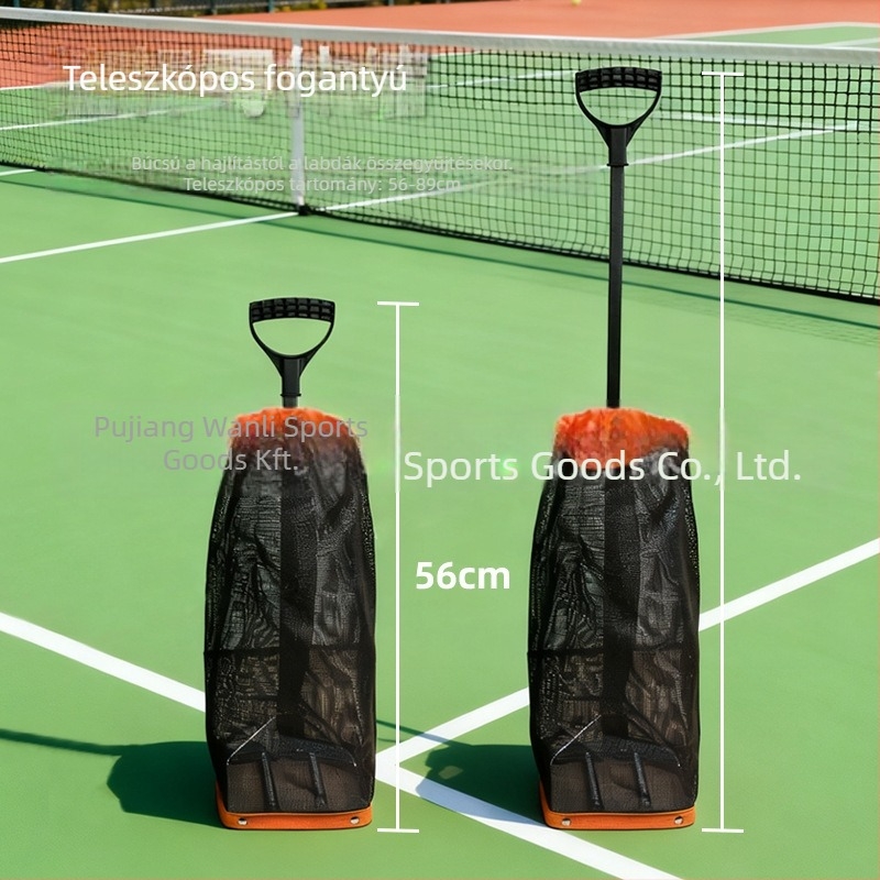 Pickleball labda gyűjtő, Oxford anyag + vascső + háló, Hordozható labdagyűjtő, Több sporthoz, Testreszabható logó