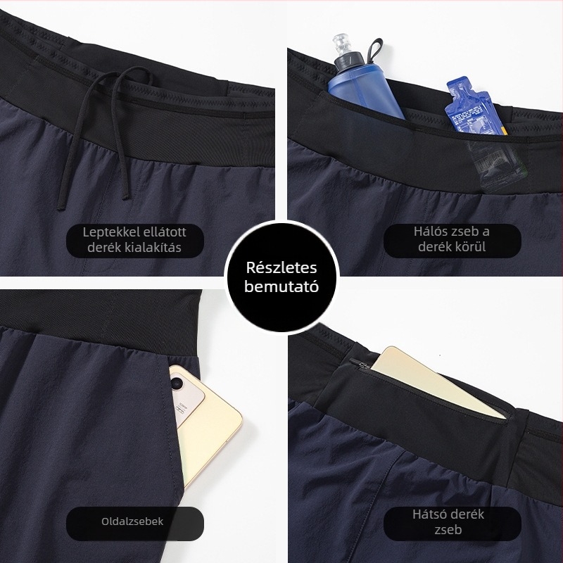 Maratoni terepfutásra szánt gyorsan száradó nadrág, magas derékkal, hátsó zseb telefon számára, laza szabású
