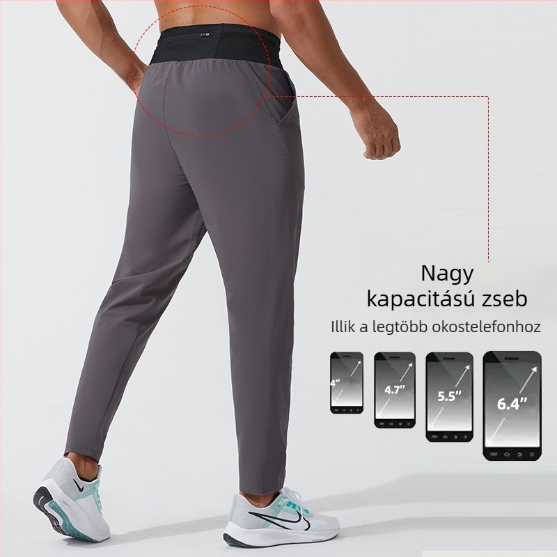 Maratoni terepfutásra szánt gyorsan száradó nadrág, magas derékkal, hátsó zseb telefon számára, laza szabású