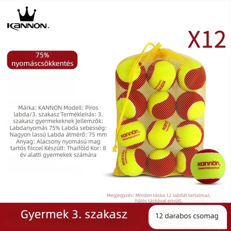 Kanglong tenisz edzőlabda – átmeneti, alacsony nyomású, piros, narancs és zöld gyerekeknek és fiataloknak