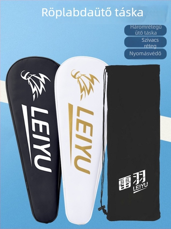 Badminton ütő táska több rétegű kialakítással és hatalmas kapacitással; Oxford anyag, vízálló; márka Lei Yu; húzózsinóros zárás