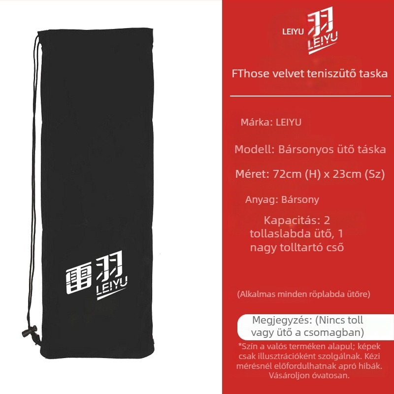 Badminton ütő táska több rétegű kialakítással és hatalmas kapacitással; Oxford anyag, vízálló; márka Lei Yu; húzózsinóros zárás