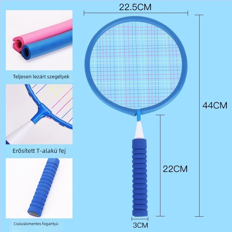 Gyerekeknek szóló tollaslabdaütő készlet – két könnyű ütő, vasötvözet váz, nylon húrok, 95–100 g, közvetlen ütéssel tervezve