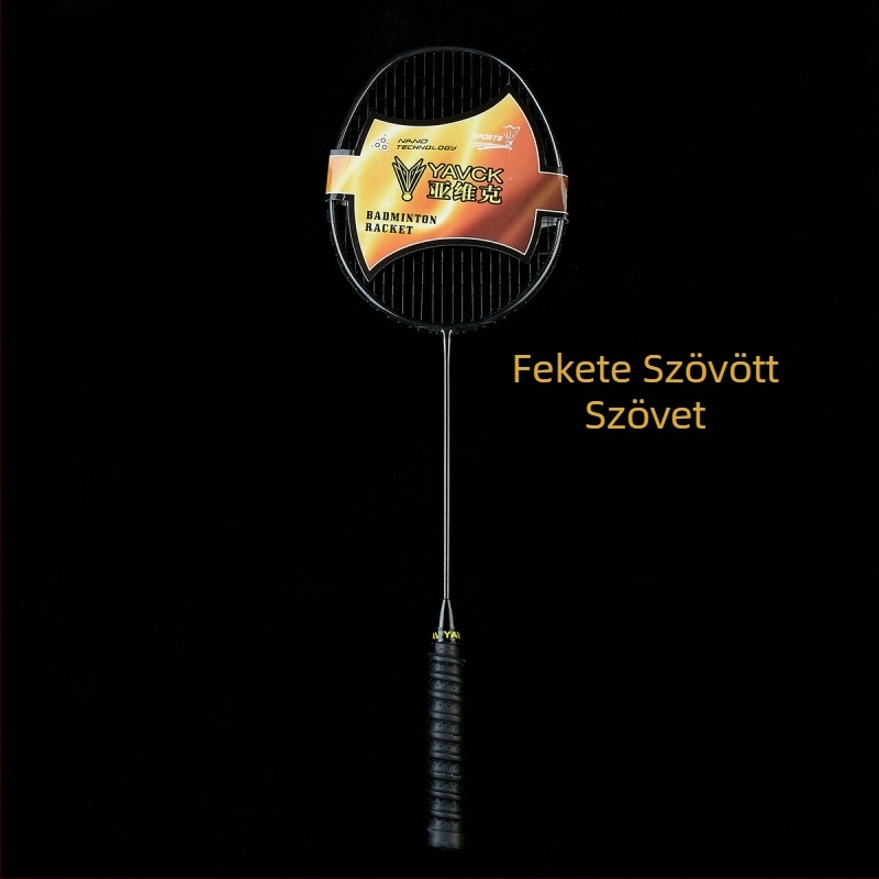 YAVCK tollaslabdaütő — szénszálas váz; tömeg 80–84 g; fogantyú vastagsága G4; merev nyél; nylon húrozás