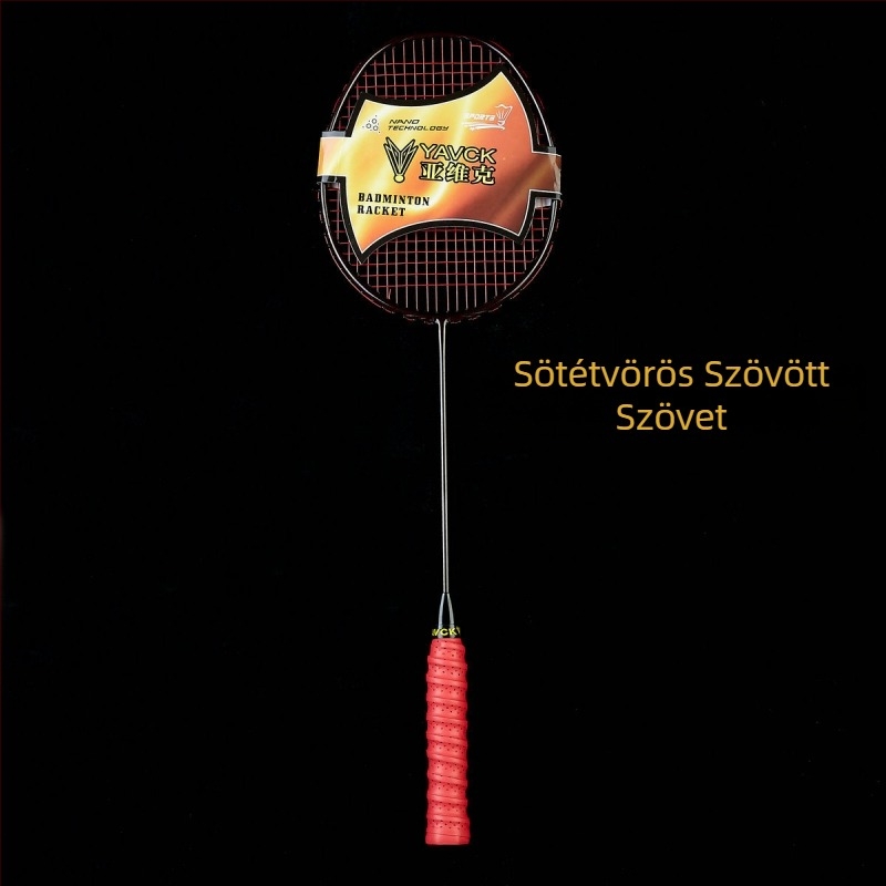YAVCK tollaslabdaütő — szénszálas váz; tömeg 80–84 g; fogantyú vastagsága G4; merev nyél; nylon húrozás